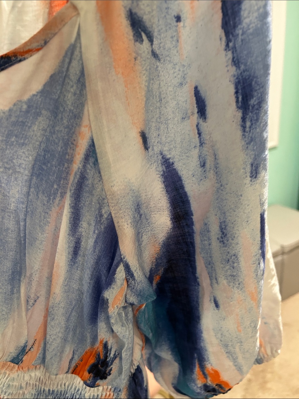 Bloomchic NWT 14-16 Abstract Brushstroke Midi Dress in Blue, Teal & Orange - Picture 9 of 9